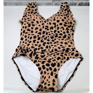 Marina West Leopard One Piece Womens Swim Suit Medium UPF 50+ UV‎ Protection